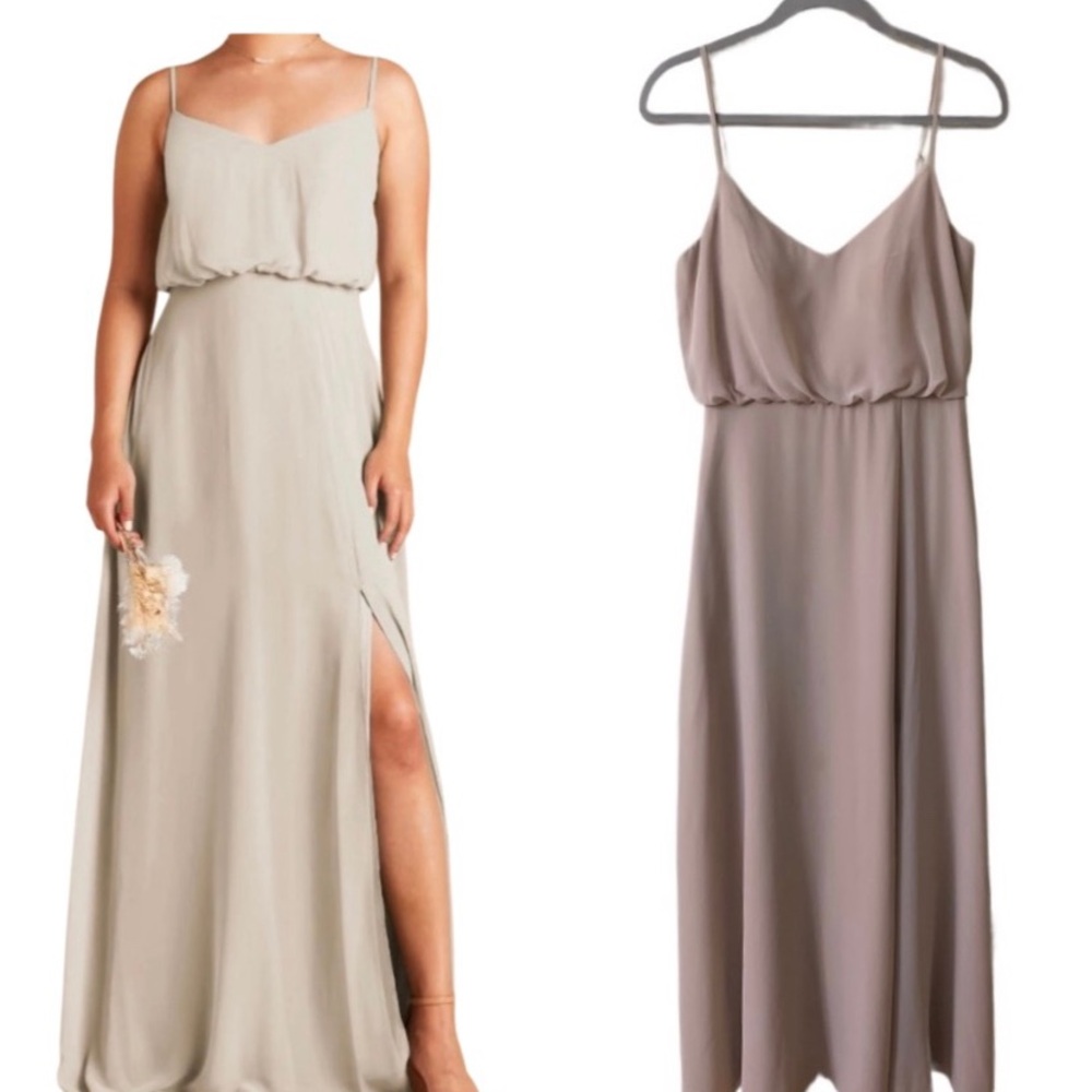 Elegant Birdy Grey taupe / neutral bridesmaid cocktail formal dress, chiffon